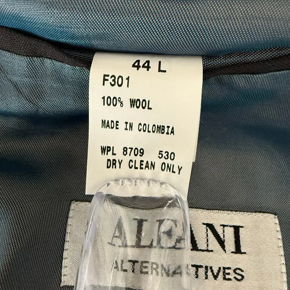 Alfani Alternatives Y2K Men’s Black Wool Blazer Sportcoat 44L Three Button
